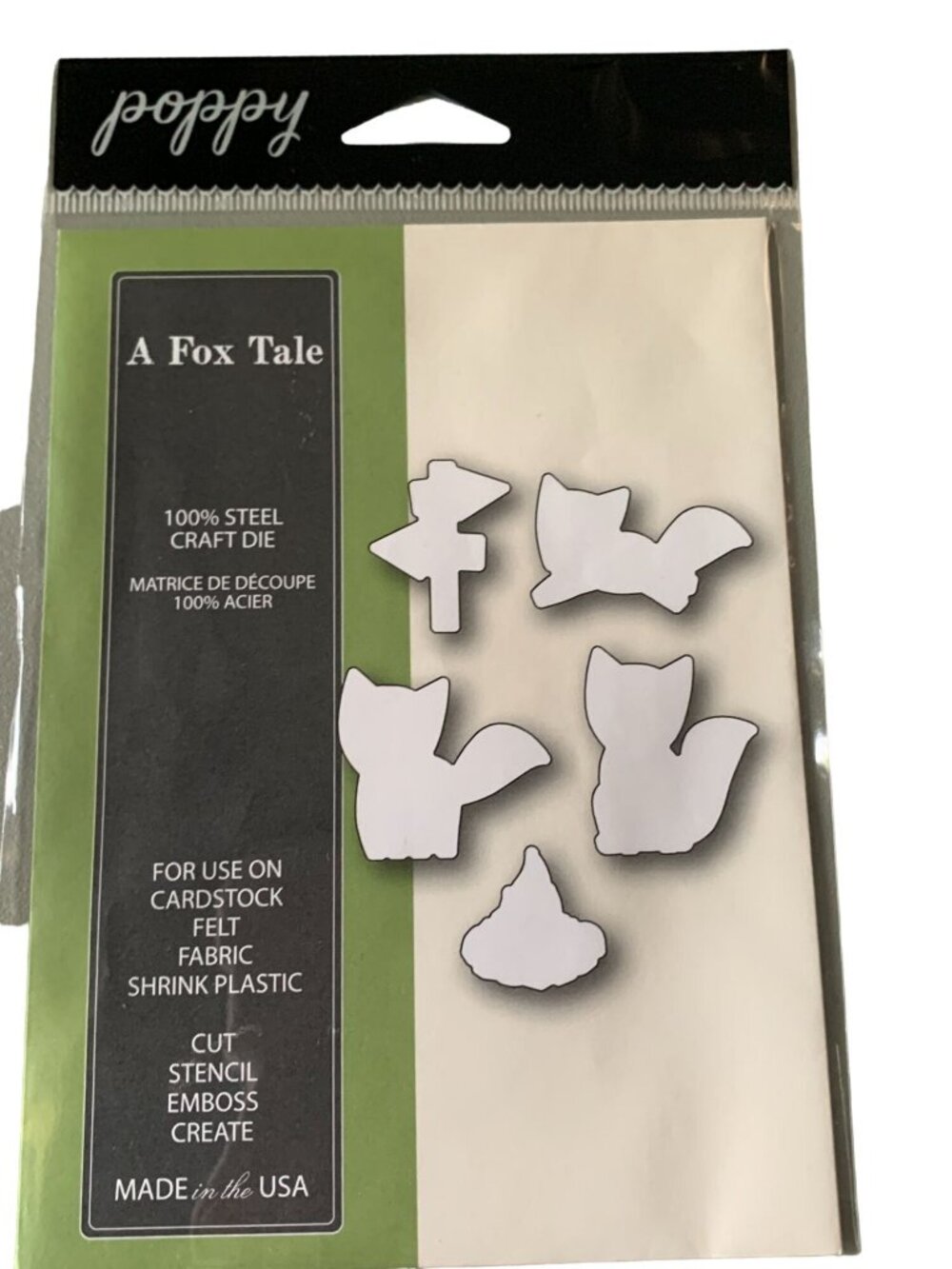 Poppystamps A Fox Tale Steel Metal Craft Die Set Cardstock Felt Fabric Shrink Pl